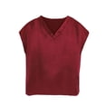 thumbnail image 6 of Deago Women Silk Satin Tops Cap Short Sleeve Blouse Summer V Neck Work Shirts Business Casual Dressy Outfits (Red, M), 6 of 9