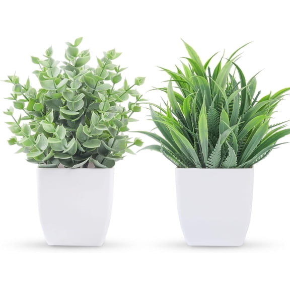 2 Pack Small Fake Plants Mini Artificial Potted Plants for Table Desk Home Laundry Room Bathroom Office Decor