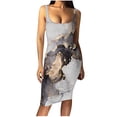 thumbnail image 2 of Irregular Hem Bodycon Dresses for Women Sleeveless Sling Dress Slim Fit Elastic Square Neck Dress Elegant Print Comfy Summer Sundress, 2 of 4