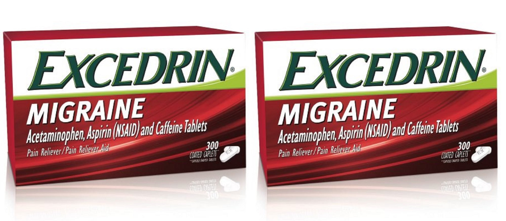 Excedrin Migraine Pain Reliever 300 Caplets (Pack of 2)