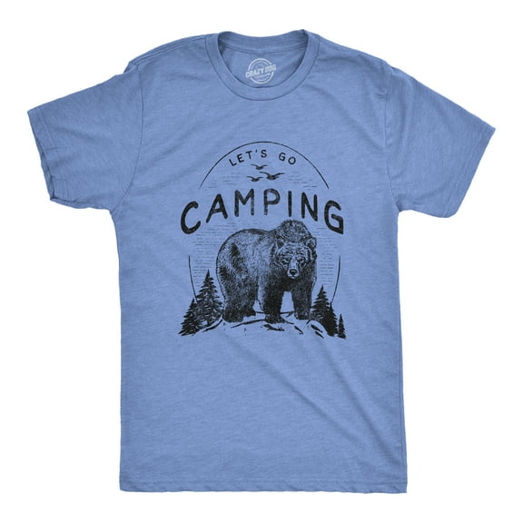 Mens Lets Go Camping T Shirt Funny Bear Outdoors Hiking Vintage Novelty Tee Graphic Tees