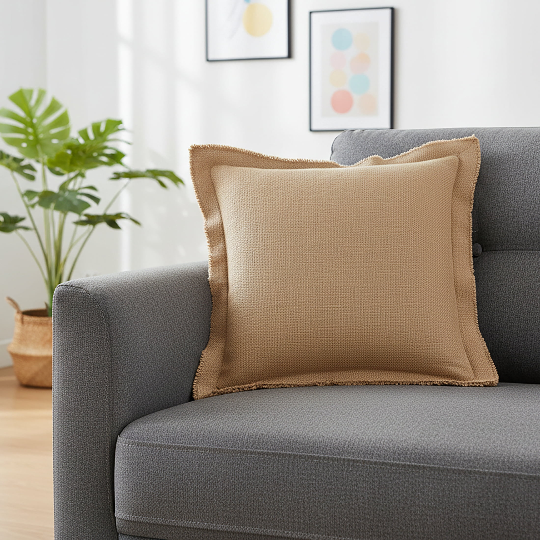 Better Homes & Gardens 24" x 24" Blake Bi-Flange Throw Pillow Cover, Dark Caramel