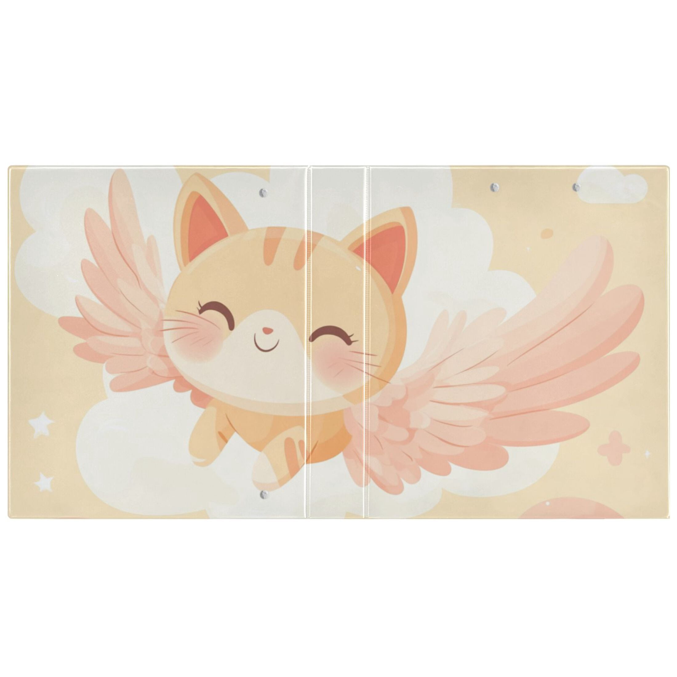 Cartoon Cat Fly 3 Ring Binders 1.5 inch Hardcover File Folders with Interior Pockets A4 Size Organizer for School Office Hospital