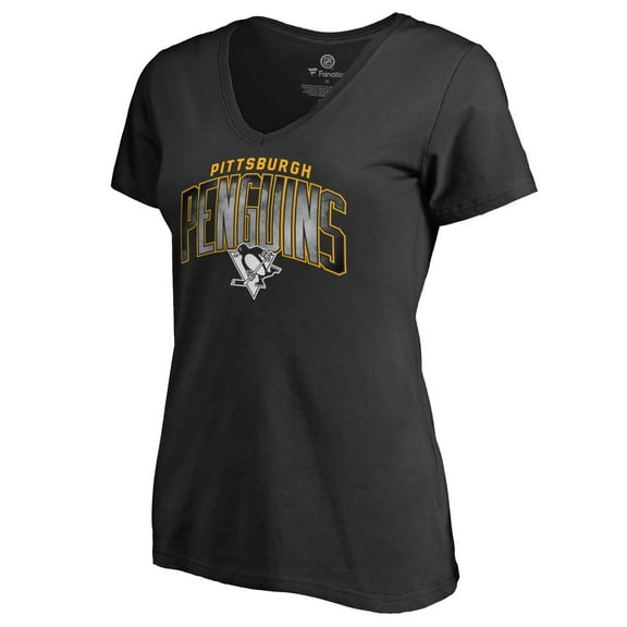 Women's Black Pittsburgh Penguins Arch Smoke V-Neck T-Shirt