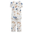 thumbnail image 5 of Frostluinai Womens Summer 2 Piece Pajama Sets Short Sleeve Henley Shirts with Capri Pants Graphic Sleepwear Lounge Ladies Pjs Sets with Pockets, 5 of 6