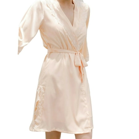 

3Pcs Sexy Lingerie Women Silk Lace Robe Dress Babydoll Nightgown Sleepwear Sets