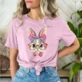 thumbnail image 2 of VBTAPA Women Easter Day Shirts Bunny Rabbit Letter Printed T-Shirt Short Sleeve Graphic Tee Tops Pink XXXL, 2 of 6