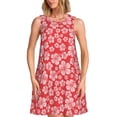 thumbnail image 1 of Vsdgher Robe d'Été à Imprimé de Fleurs d'Hibiscus Rouges pour Femmes, Décontractée, Col en U, Robe de Plage Sans Manches, Débardeur Ample, Robe Soleil avec Poche, 1 of 7