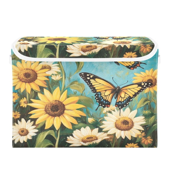 Storage Box With Lid 16.5x12.6x11.8In Foldable Stacked Household Storage Box Lovely Big Butterfly