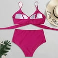thumbnail image 7 of Sngxgn Women Bikini Sets 2 Piece Swimsuit High Waisted V Neck Bathing Suits(Wine,L), 7 of 7