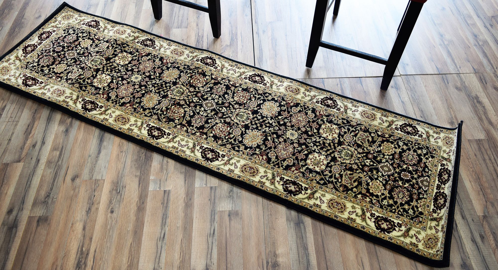 Rugs America Vista 1332-BLK Tabriz Black Oriental Traditional Black Area Rug, 3'11"x5'3"