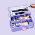 thumbnail image 1 of Thickened Storage Box Art Student Storage Box Thickened Large 3 Layer Home Organizing Plastic Storage Case 551 Small Size White Blue, 1 of 8