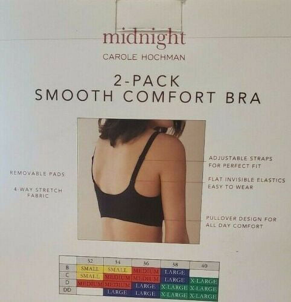 Carole Hochman Midnight 2-Pack Smooth Comfort Bra, Size: S, Color