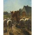 thumbnail image 3 of Constant Troyon 20x24 Black Modern Framed Museum Art Print Titled - Return of the Herd, 3 of 5
