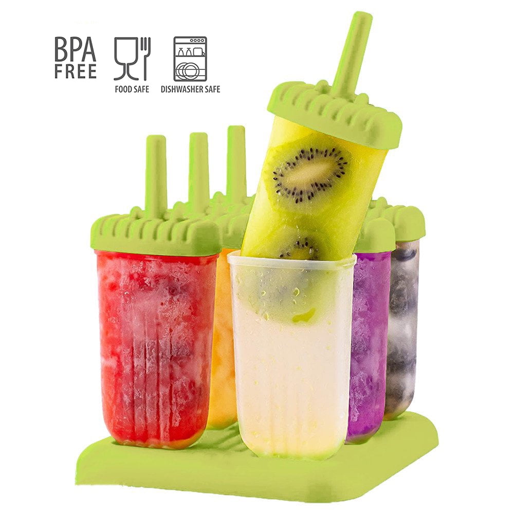6 Pack Popsicle Molds, Reusable Ice Pop Molds With Sticks and Drip