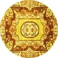 thumbnail image 1 of Ahgly Company Machine Washable Indoor Round Abstract Yellow Modern Area Rugs, 3' Round, 1 of 4