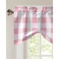 thumbnail image 3 of Fsddascl Pink Plaid Tie Up Valance Curtains for Windows, Kitchen Curtains Window Treatments, Spring Farmhouse Buffalo Checkered Short Window Shades Valances for Bedroom Bathroom Cafe 42"x18", 3 of 7