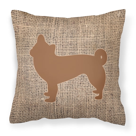 Carolines Treasures BB1068-BL-BN-PW1414 Chihuahua Burlap and Brown   Canvas Fabric Decorative Pillow BB1068 14Hx14W
