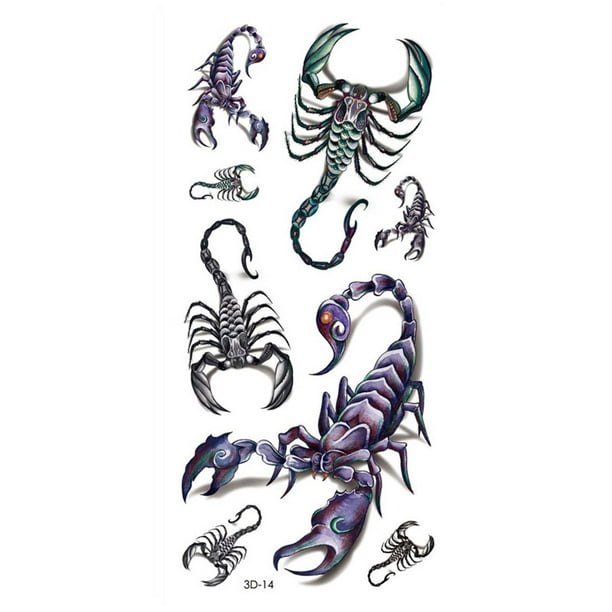 Pegatinas de tatuaje, tatuaje temporal para hombres, mujeres y adultos, pegatinas de insectos marinos, impresión a color, pegatinas de tatuaje