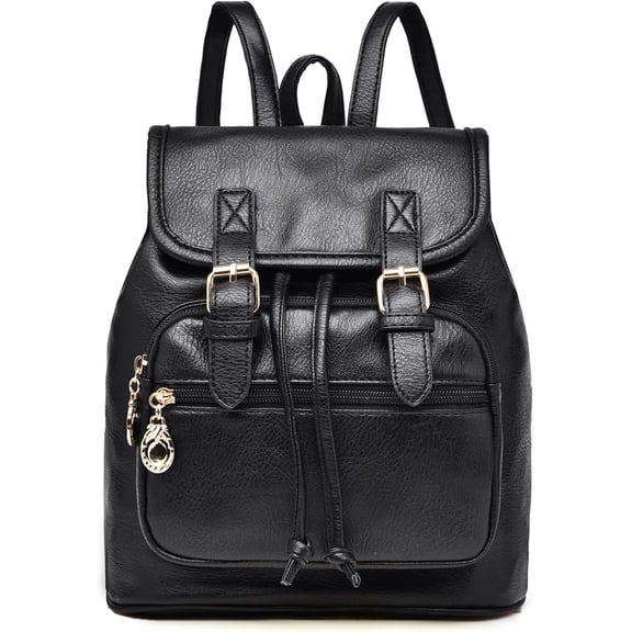 Kwuty Mini Backpack Purse for Women Leather Fashion Cute Small Backpacks Lightweight Travel Ladies Shoulder Bags(Black)