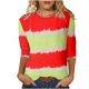 thumbnail image 1 of Camiseta estampada a la moda para mujer, blusa de manga 3/4 de longitud media, cuello redondo, camisetas informales Pompotops  FGAJ2572, 1 of 5