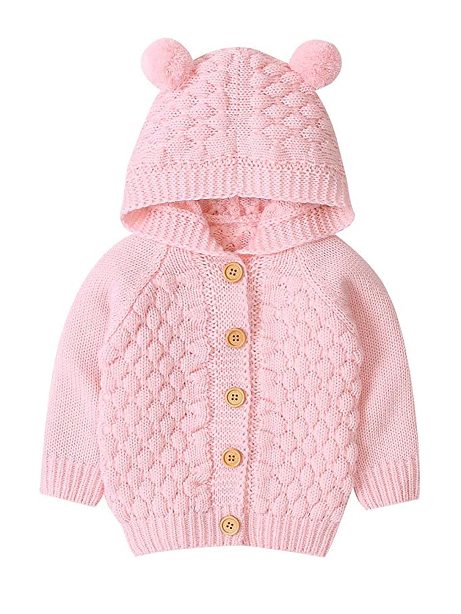 Baby Knit Sweater Hoodies Warm Tops Newborn Infant Bear Ear Outerwear