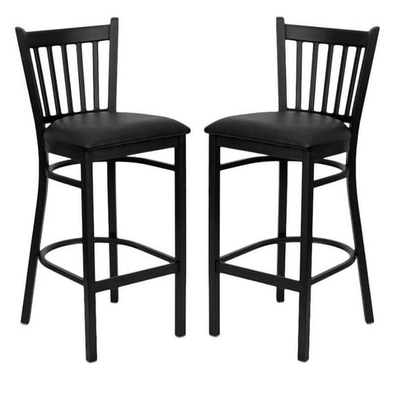 Home Square Hercules Series 30" Metal Bar Stool in Black - Set of 2