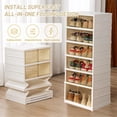 thumbnail image 4 of Foldable Shoe Rack Organizer for Closet, 6-Tier Folding Shoe Box Storage Cabinet with Clear Door, Plastic Collapsible Shoe Shelf with Lids Easy Assembly for Entryway, Front Door, Living Room, 4 of 6