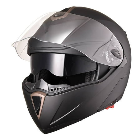 Full Face Motorcycle Helmet Flip Up Full Face DOT with Double Visors -