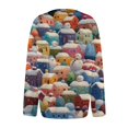 thumbnail image 4 of WTOBBY Women's Fashion Printed Long Sleeve Knitted Cardigan Button Down Jacket, Christmas Themed Soft and Warm Cardigan for Casual and Holiday Wear,Blue L, 4 of 7