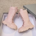 thumbnail image 5 of VNKIDY Girls Kids Solid Color Leather Knee High Boots Plush Lined Warm Lace Up Thick Traction Sole Shoes For Cold Weather Outdoor Activities Stylish Footwear, 5 of 7