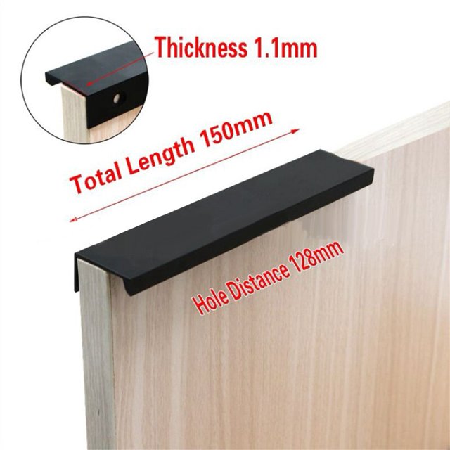 Black Kitchen Cabinet Door Handles Cupboard Drawer Concealed Finger Edge Pull