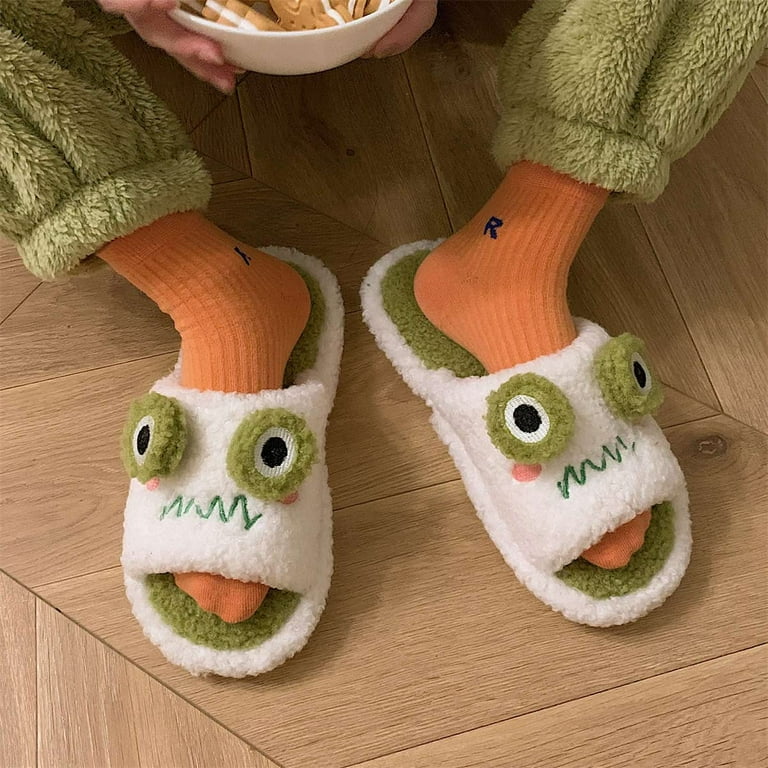 Fuzzy shop frog slippers