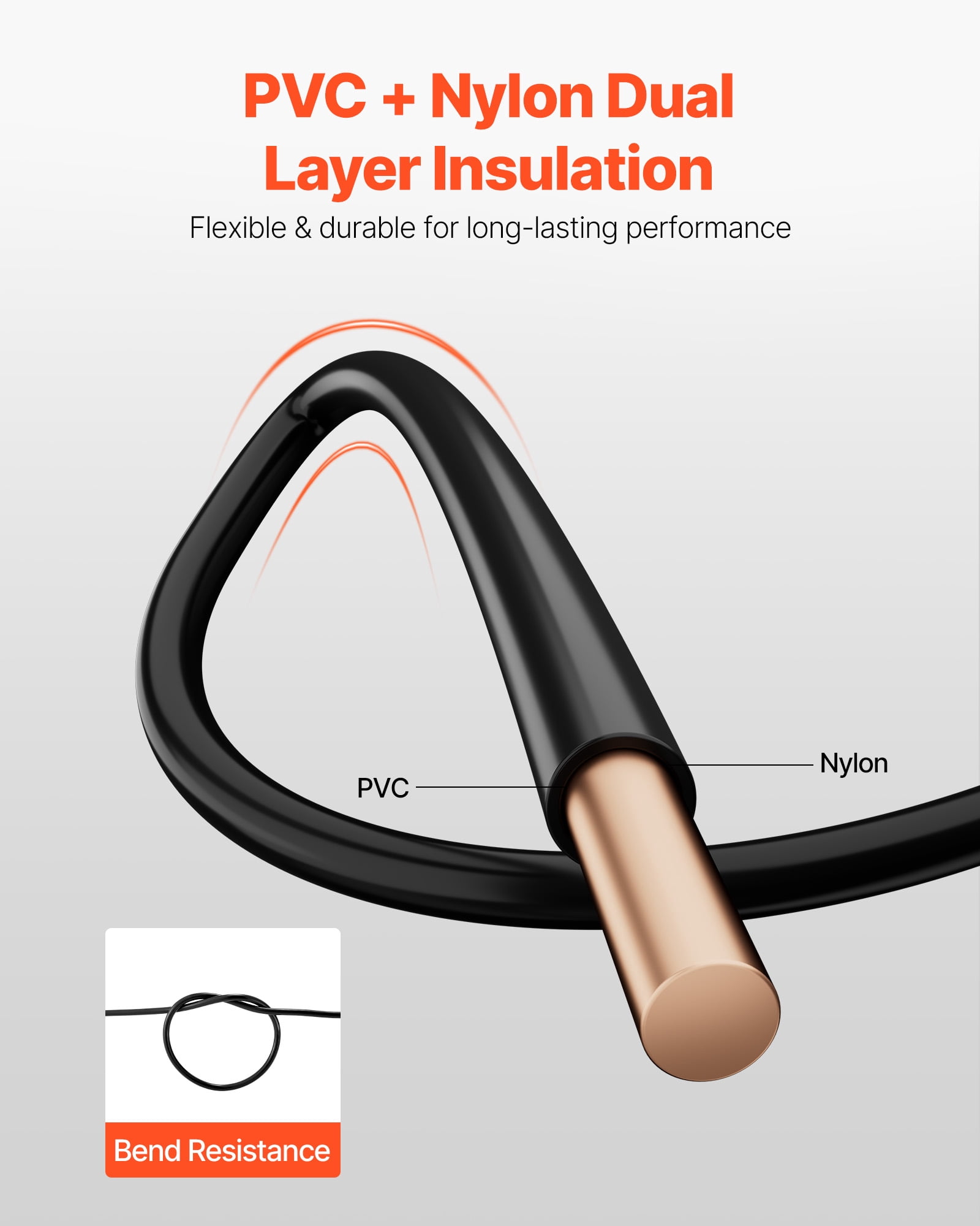 VEVOR 12 AWG Solid THHN Wire, 100% OFC Copper Electrical Building Wire with Nylon Jacket PVC Insulation, Rated for Up to 600 Volts, Heavy-Duty for Residential, Industrial, Commercial, Black