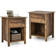 thumbnail image 1 of Costway 2 PCS Nightstand side Table with Drawer Open Shelf for Living Room Bedroom Brown, 1 of 10