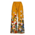 thumbnail image 7 of MYAOYI Women's Summer Casual Floral Pants, Smocked High Waist Wide Leg Trousers with Pockets, 7 of 7
