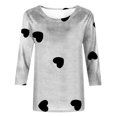 thumbnail image 4 of SDNall Mode Femmes T-shirt Imprimé Mi-Longueur Manches 3/4 Blouse Col Rond Hauts Décontractés, 4 of 9
