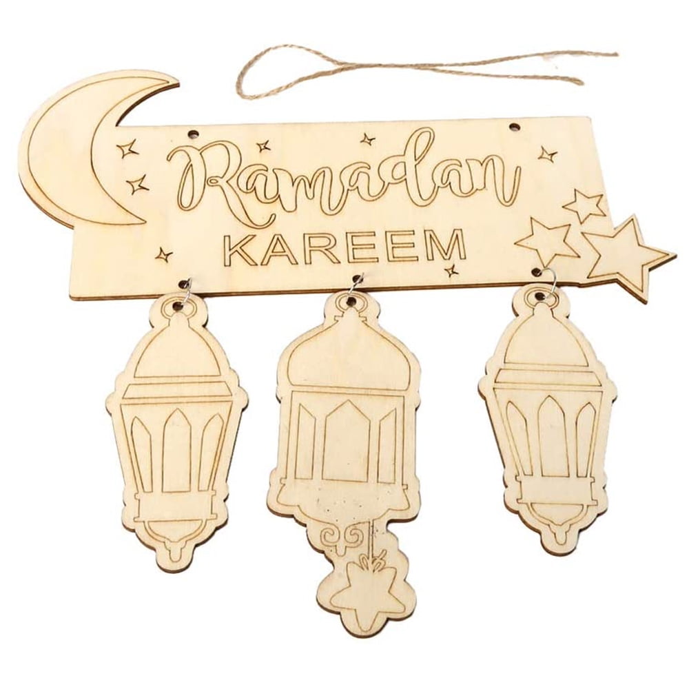 Ramadan and Eid Decor Wooden Plaque Ornament Muslim Islam Hanging Pendant Decor Home Party Supplies A Islam Eid Ramadan Hollow Decorations
