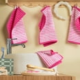 thumbnail image 3 of TOWN & COUNTRY PLAY 4-Piece Striped Reversible Terry Brights Washcloth Set, 13"x13", 100% BCI Cotton, Plush & Absorbent 550GSM, Flamingo Pink, 3 of 8