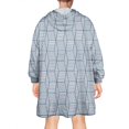thumbnail image 2 of Wearable Oversized Blanket,Blue Geometric Striped Pattern Wearable Blanket Hoodie for Adults,Cozy Hooded Blankets with Super Pockets,Super Warm Fuzzy Pullover for Women & Men, 2 of 6