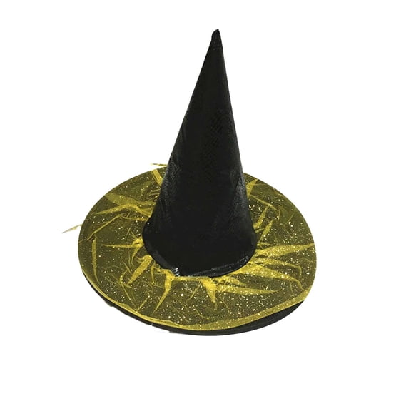 ZToonmas Kids Witch Hat Tall Pointed Cone Hat Snakeskin Textured Top with Glitter Tulle Wide Brim Halloween Role Play Hat for Children