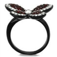thumbnail image 3 of Luxe Jewelry Designs Women's Stainless Steel Butterfly Ring with Siam and Clear Top Grade Crystals -, 3 of 4