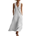 thumbnail image 2 of Summer Dresses for Women Casual V Neck Sleeveless Loose Tunic Maxi Dress Boho Floral Print Beach Vacation Flowy Sundress, 2 of 8