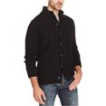 thumbnail image 1 of Weatherproof Mens Waffle-Stitch Cardigan Sweater, Black, Large, 1 of 1