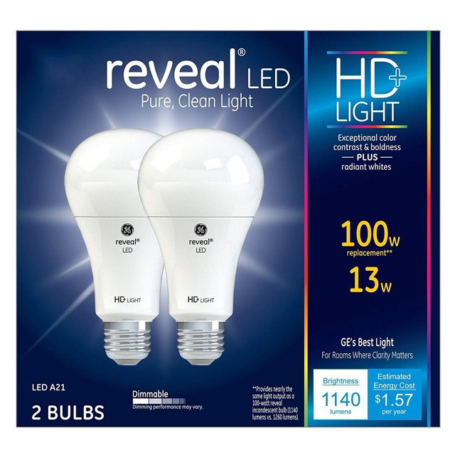 New GE 98878 Reveal HD LED Light Bulbs,13 Watts,Each