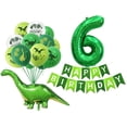 thumbnail image 2 of Globos Globos de látex de dinosaurios Banderas verdes de feliz cumpleaños Bolas de números, 2 of 7