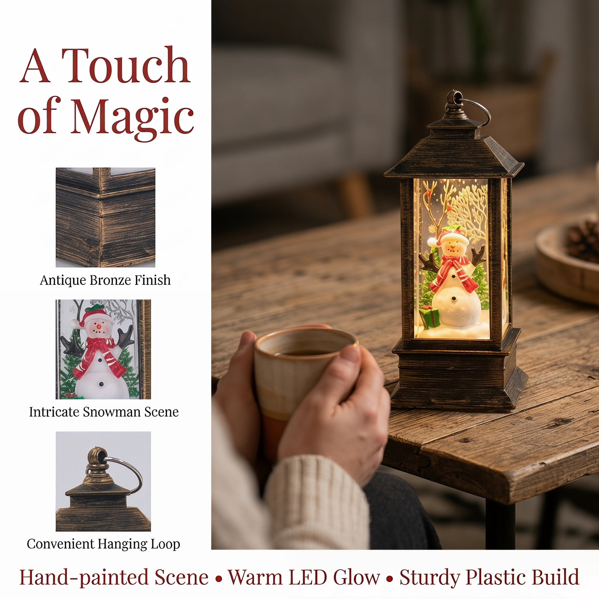 Unique Bargains Christmas Light Up Crystal Ball Mini LED Glitter Sphere Orb Brown Style L