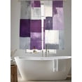 thumbnail image 5 of Abstract Color Block Sheer Curtains 63 inches Long 2 Panels Set Purple Block Oil Painting Gradient Gray Sheer Window Curtain Rod Pocket Voile Drapes for Living Room/Bedroom, Each 52" W x 63" L, 5 of 7