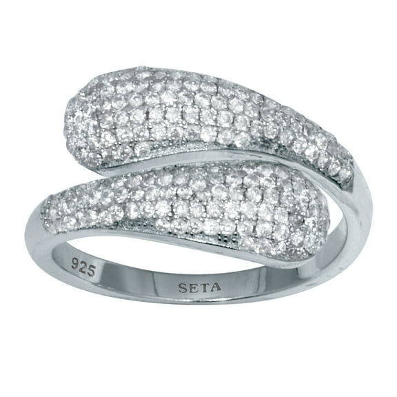 PalmBeach Jewelry .48 TCW Round Cubic Zirconia Sterling Silver Open Wrap Ring