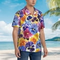thumbnail image 3 of Kll Men'S Hawaiian Shirt Short Sleeve Button Down Beach Shirts-The Garden Tricolor Pansy Flower, 3 of 7
